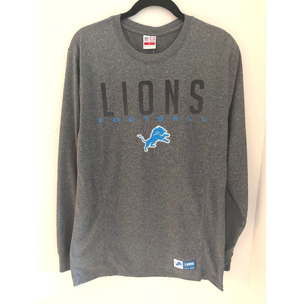 NFL Ultra Game Detroit Lions Men's Long Sleeve Gray Shirt -Size Medium- NWT